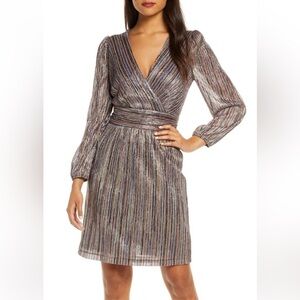 Julia Jordan Metallic Striped Dress - Multi